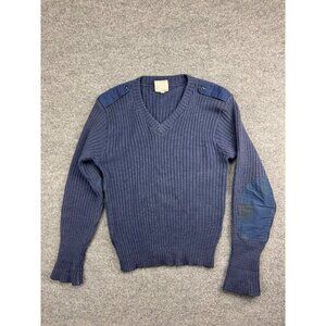 VNTG Brigade Quartmasters Wool Sweater Men's 2 Blue Woolly Pully Pullover V Neck